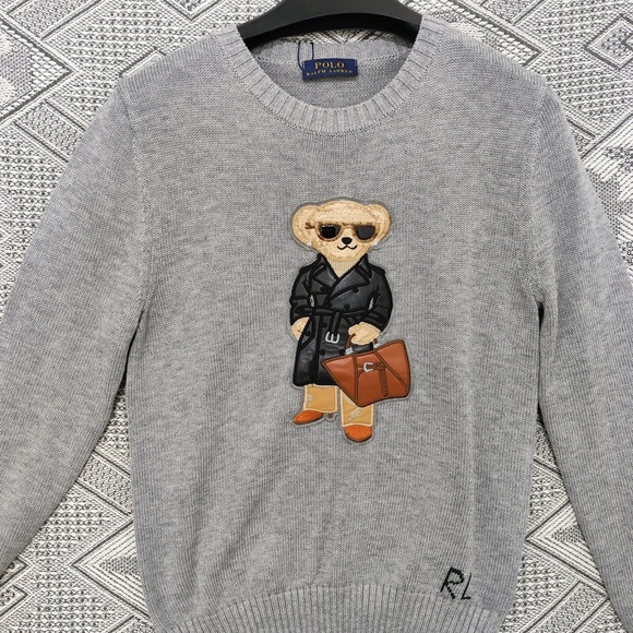 Ralph Lauren Other - Ralph Lauren Light Gray Crewneck Sweater with Bear Patch